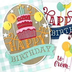 Cut Die Design Happy Birthday Greeting Card Metal Cutting Die Stencil DIY