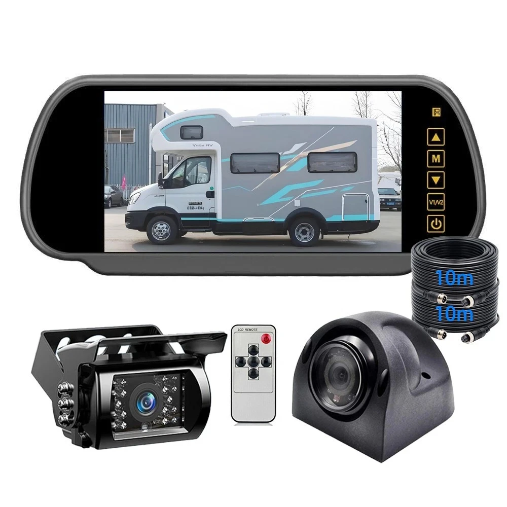 IPoster 7-inch TFT-LCD Monitor Truck/RV HD Side View + Rear View Backup Camera