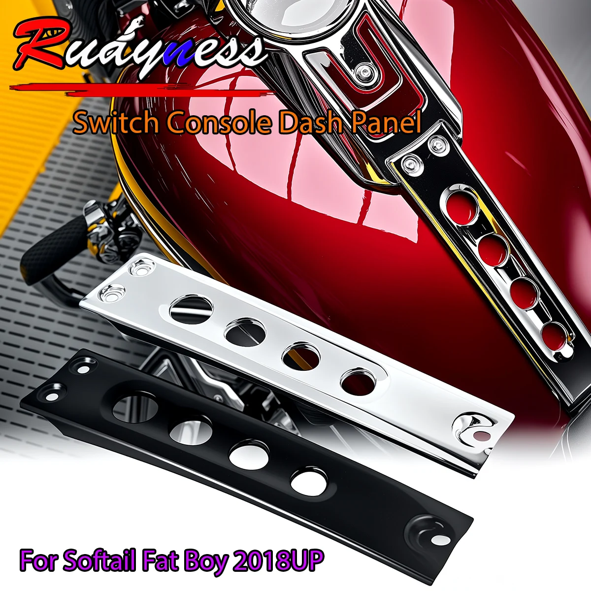 Panneau de tableau de bord de console de commutation en métal noir chromé pour Harley Softail Fat Boy 2018-2025