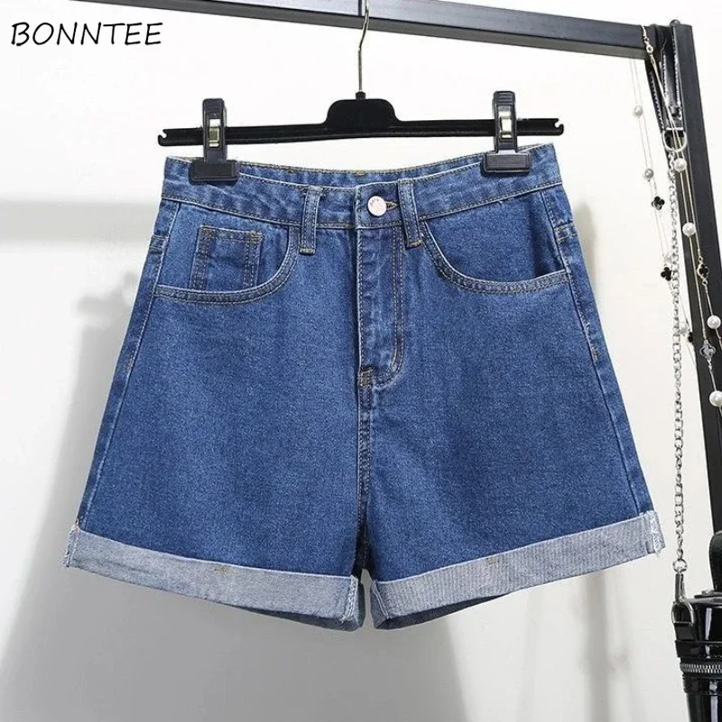 Summer Denim Shorts Women Crimping Vintage Y2k Tender High Waist Hosweet Casual All-match Ulzzang Wide Leg Washed Sexy Classic