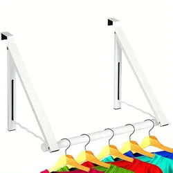 Over The Door Hanger Metal Foldable Hanging Rack 20 lbs Weight Capacity Collapsible Clothes Drying Single Rod Laundry Hanger