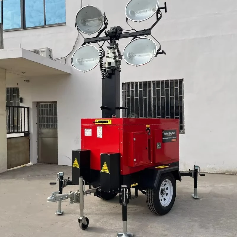 Diesel Lighting Tower Large Capacity Fuel Tank Long Working Runtime Overload Protection Port Yard Temporary  Lighting Machine