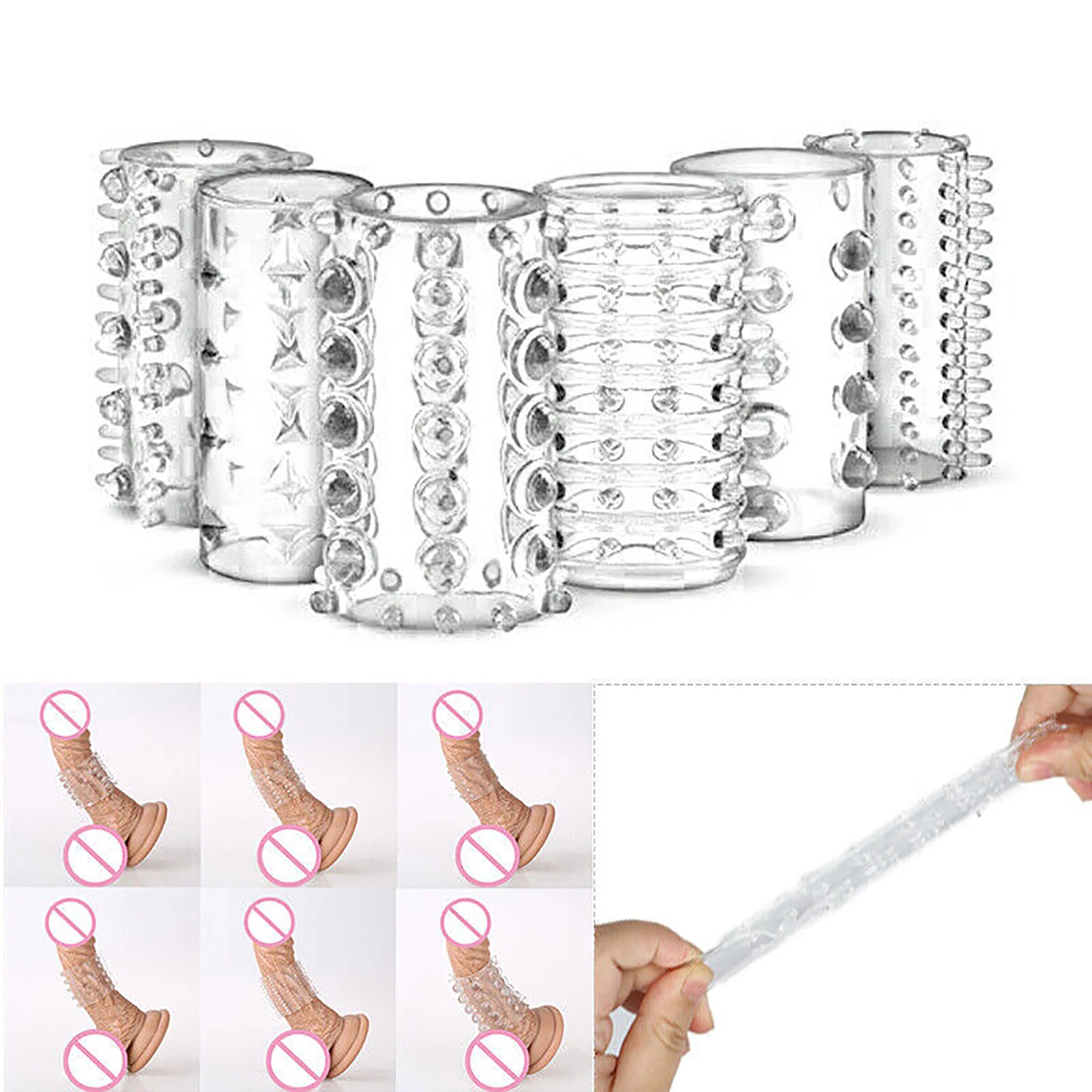 Soft Stretchable Penis Rings Delay Ejaculation Cock Rings Sex Endurance Train Dick Rings Sex Toys for Men 6 Pcs Set Penis Sheath