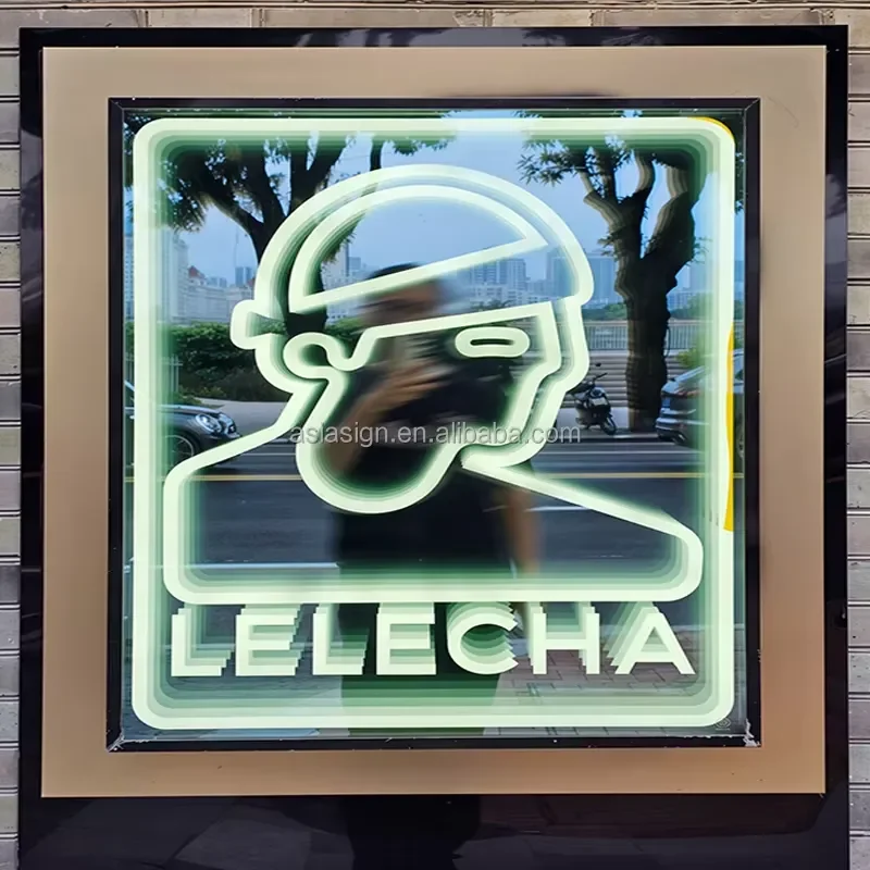 Custom Dimmable Waterproof LED Infinity Deep Abyss Mirror with Custom Logo for Barbershop Salon Advertising Wall Hanging