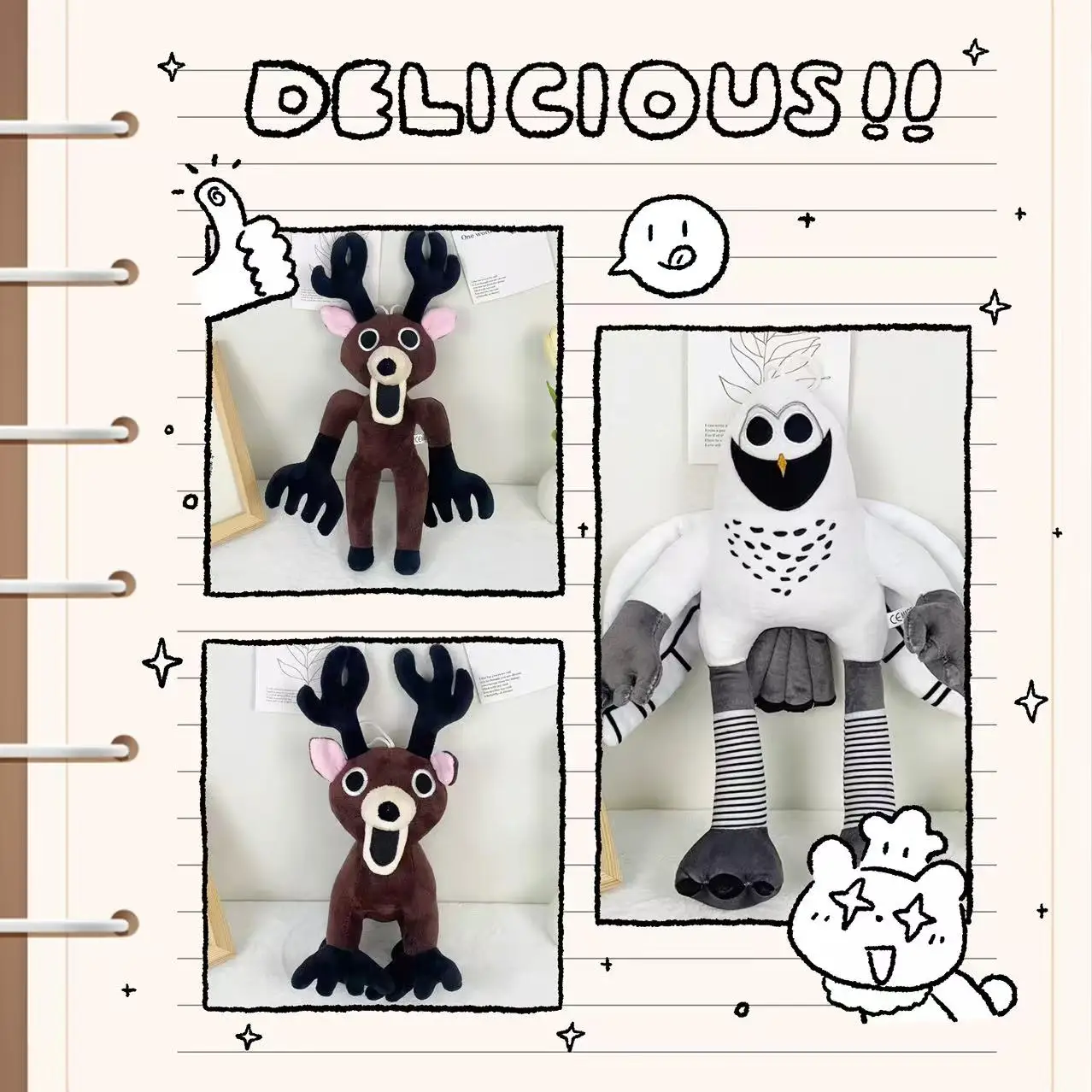 

2025 New 99 Nights Cartoon In The Forest Deer Plush Toys Cotton Stuffed Doll Anime Animal for Kids Birthday Gift Halloween Gifts