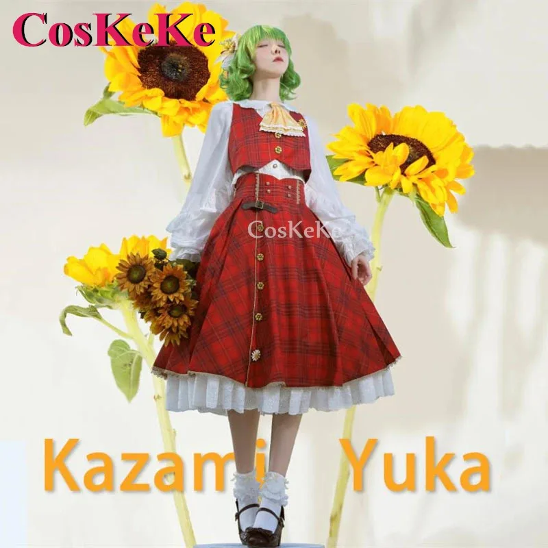 CosKeKe Kazami Yuuka تأثيري لعبة Touhou مشروع زي أنيق الحلو الأحمر شبكة موحدة هالوين حفلة لعب الأدوار الملابس الجديدة