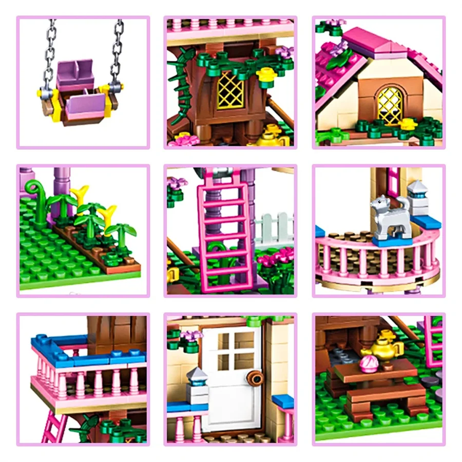 504pcs DIY Creative Fantasy Tree House Building Blocks Set with Assembly Bricks Gift for Kids Girls Birthday Christmas gifts