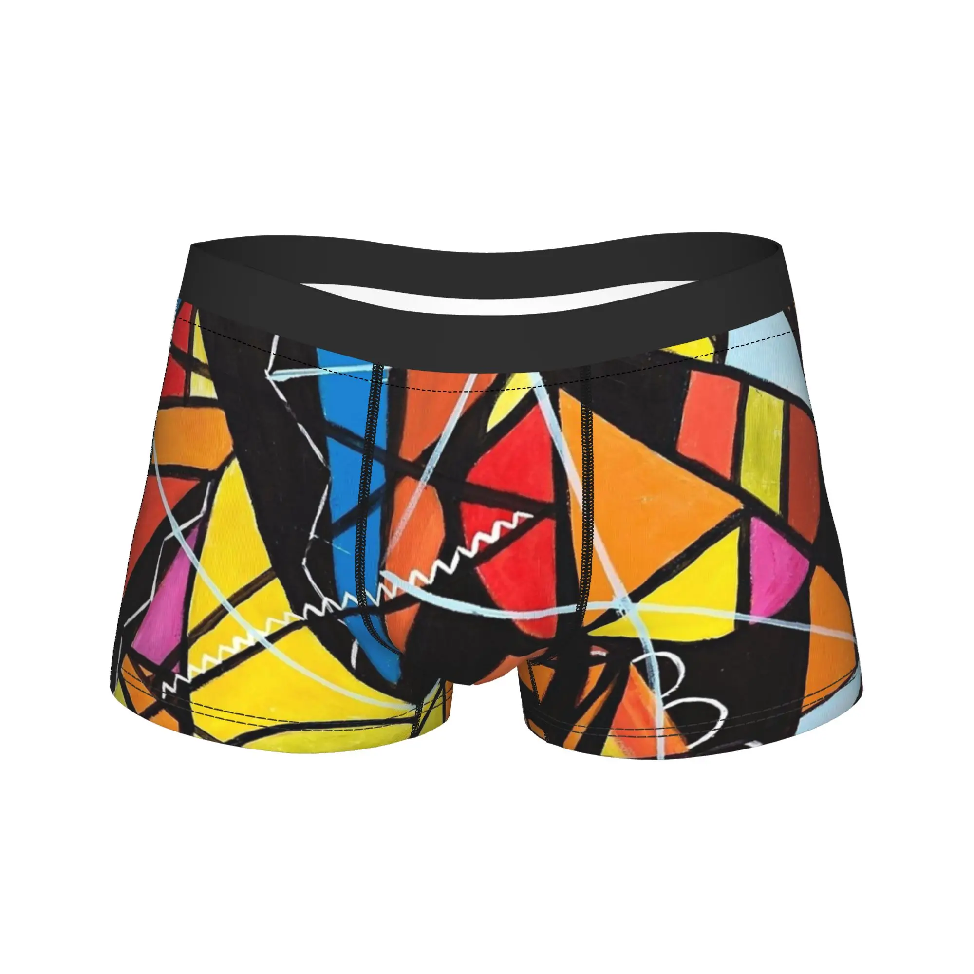 

Красочное нижнее белье Mondrian с геометрическим рисунком, мужские шорты, мягкие трендовые шорты-боксеры, трусики большого размера с качественным принтом