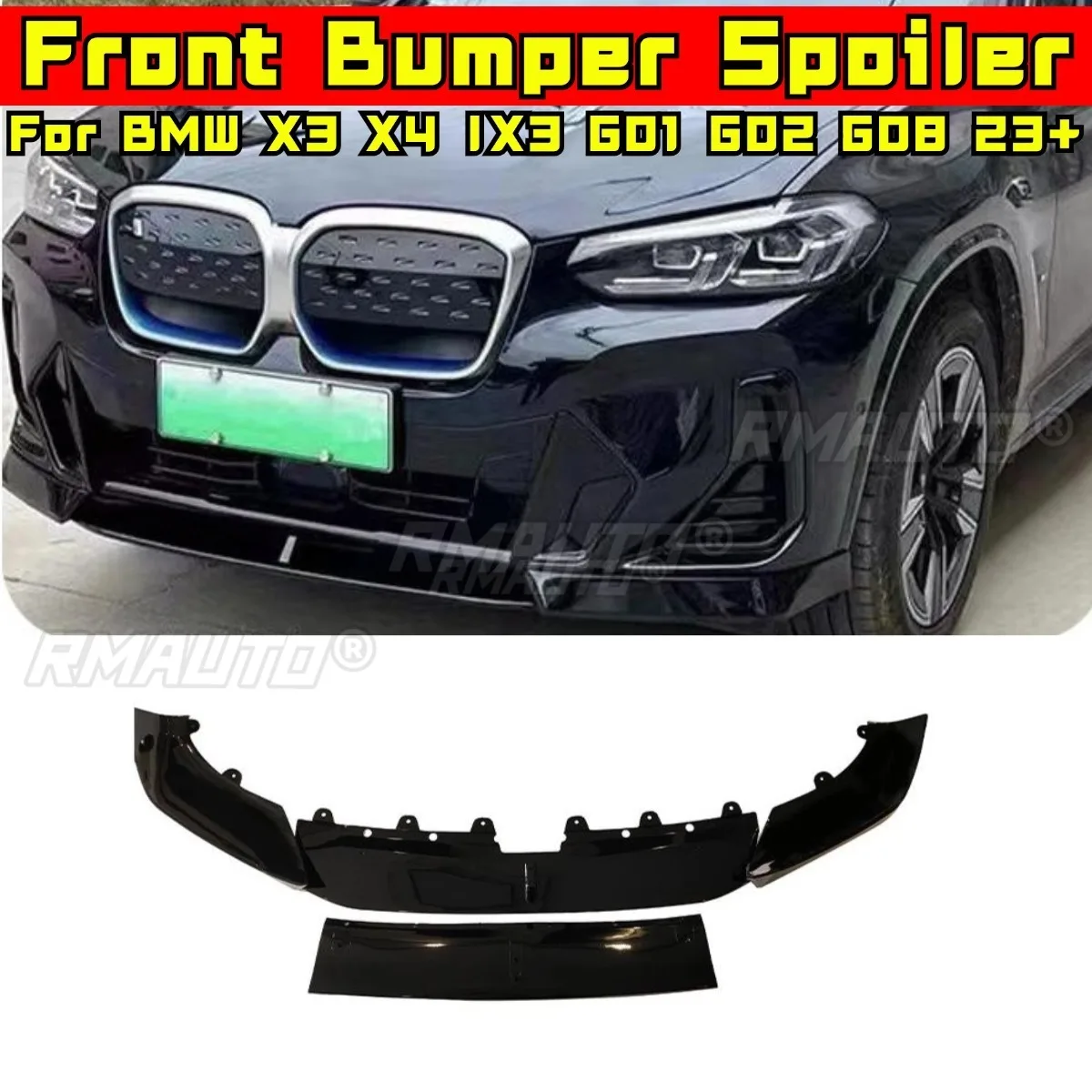 

Car Front Bumper Lip Diffuser Spoiler Bumper Protector Modification Part For BMW X3 X4 IX3 G01 G02 G08 2023+ Car Accessories