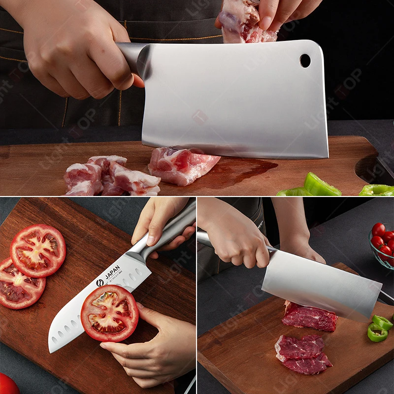Stainless Steel Kitchen Knives Household Fruit Slicing Professional  Meat Cleaver Boning Knife Hollow Handle Chopping Knife