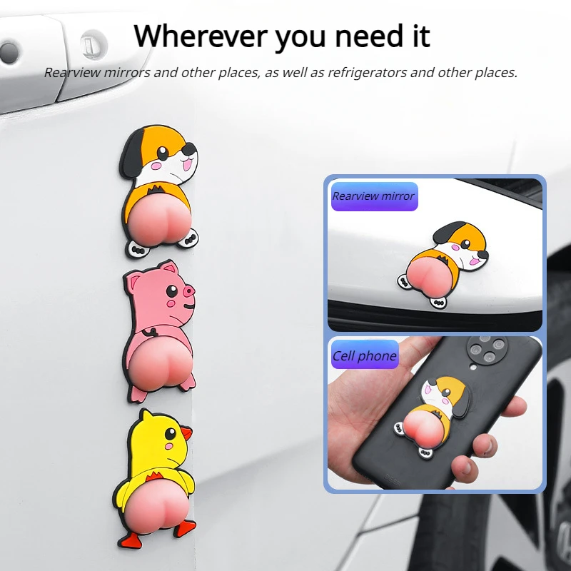 

Creative Butt Car Stickers Anti-collision Rubber Anti-cuts Body Door 3D Peach Butt Funny Stickers Decoration Car Accessories
