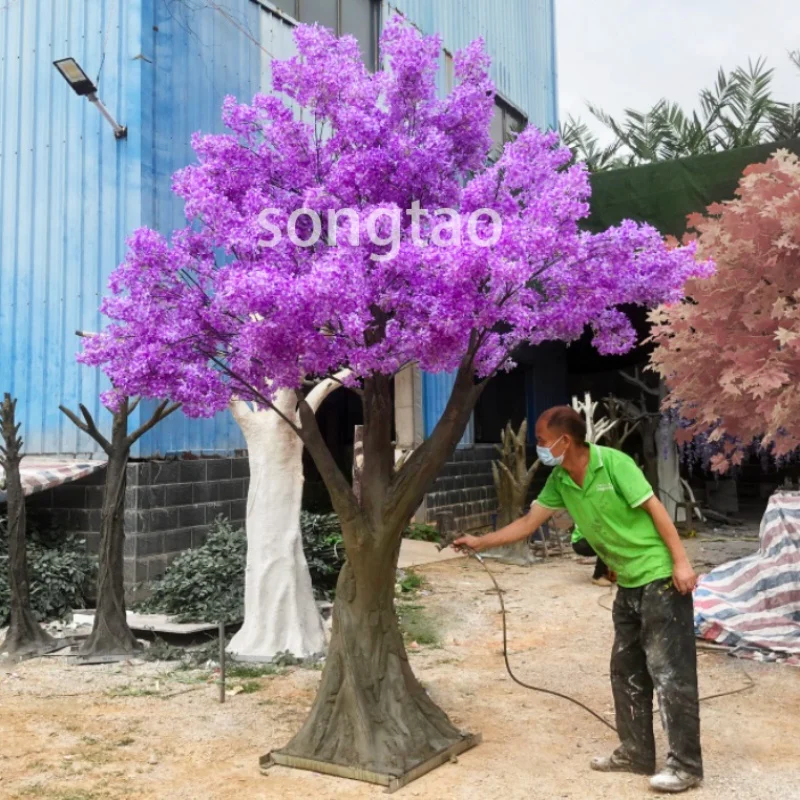 

custom.songtao Indoor Cherry Blossom Plants Trees Wedding Decor Garden Landscape purple Flower Tree