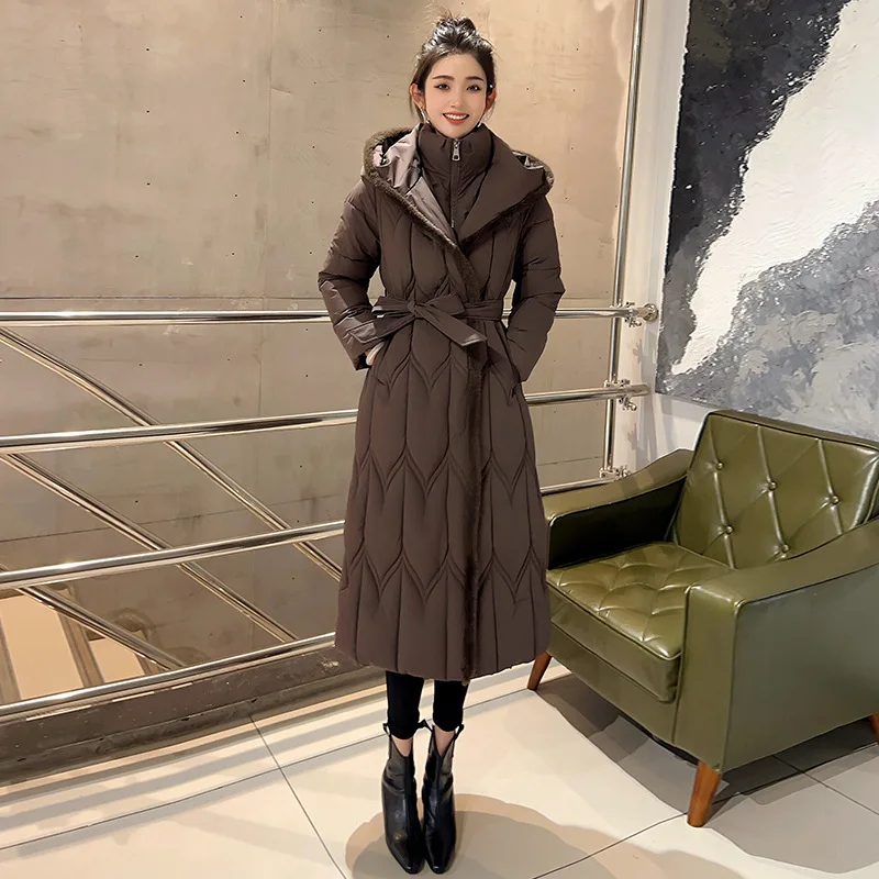 

Women' Waistband X-long Cotton-padded Parkas 2025 Winter New Slim-fit Winter Fashion Cotton-padded Jacket for Women Parkas Coat