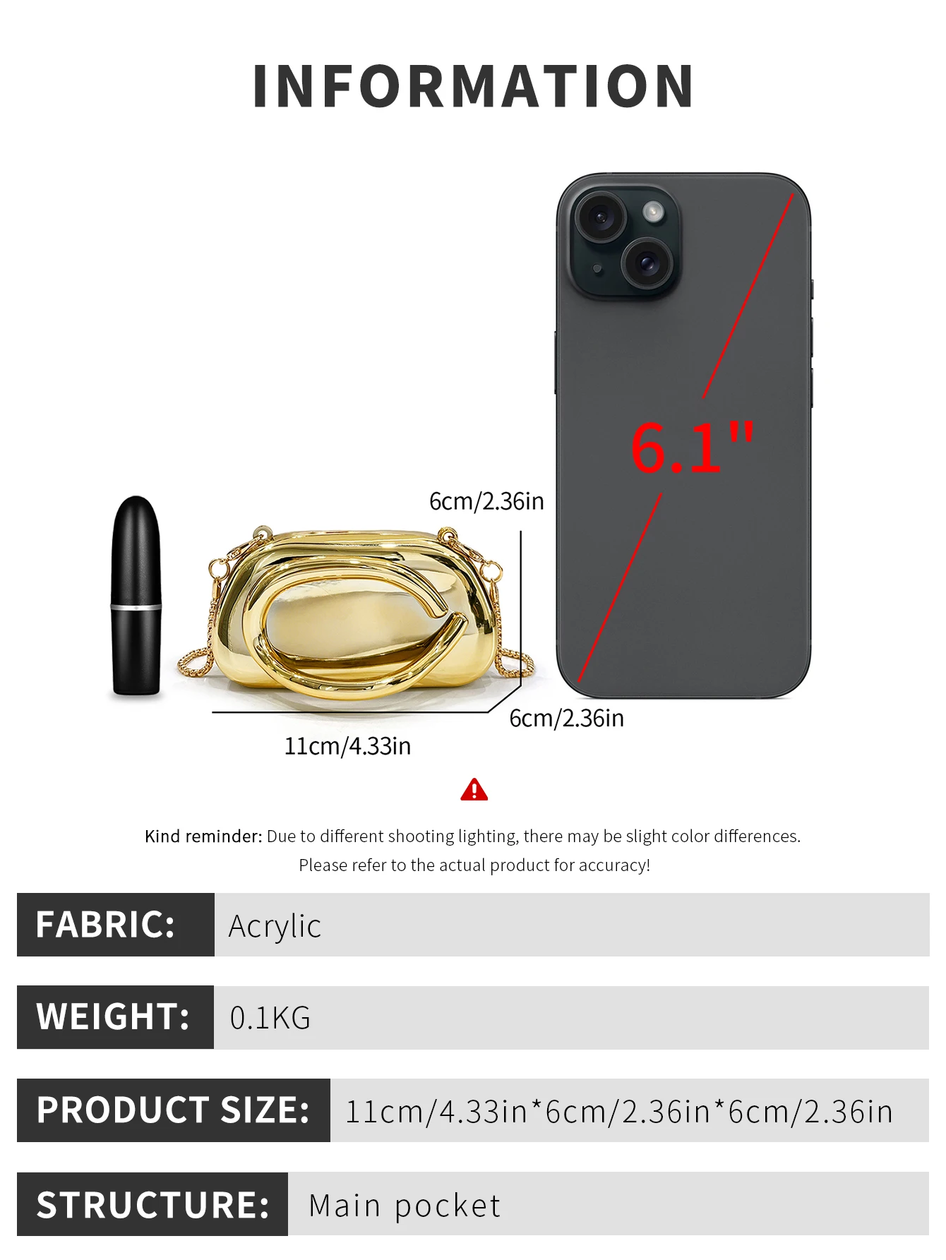 Mini-Version Modische Goldene Metallverschluss-Clutch-Tasche in Boxform für Damen, Abend-, Hochzeits-, Party-Ketten-Umhängetasche, Schultertasche – Detail 4