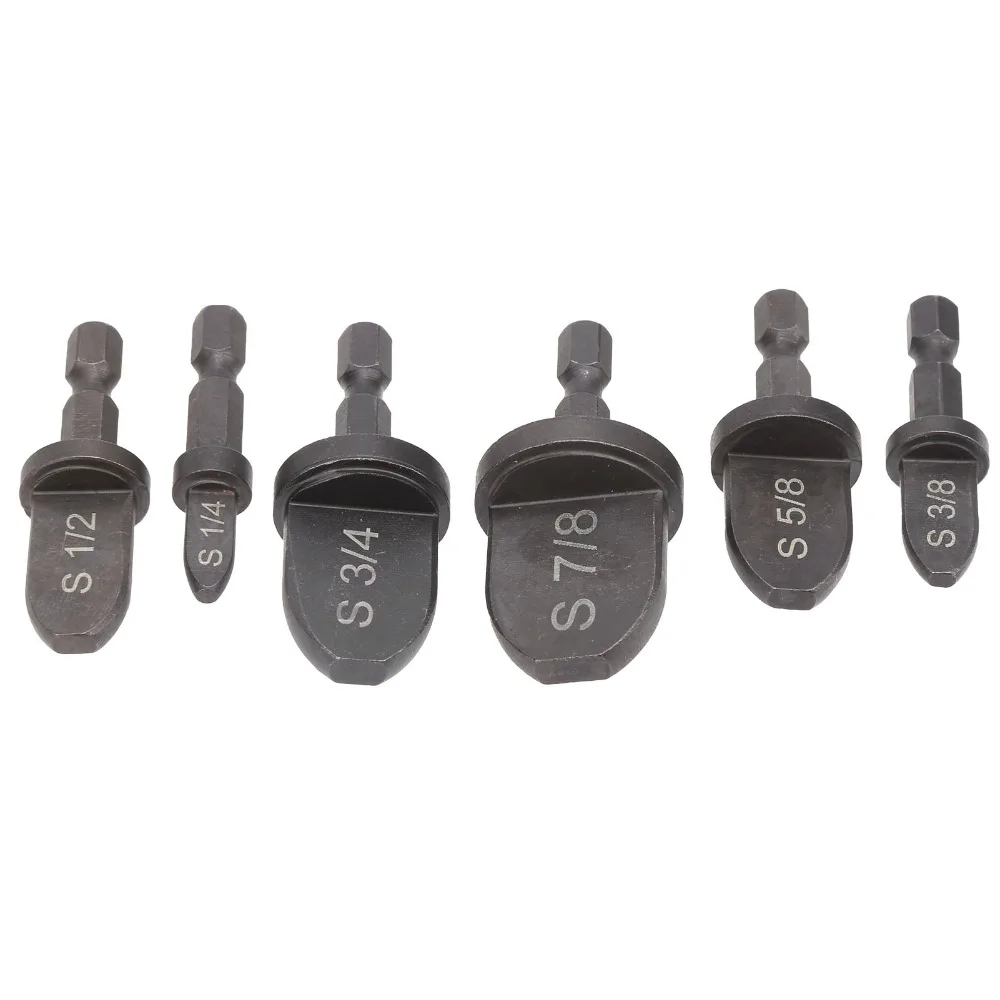 

6 PCS 1/4 inch Hex Shank HVAC Swaging Tool Soft Copper Tubing 1/4" to 7/8" Bits Copper Tube Expander Bearing Steel Material