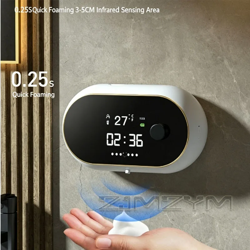 Automatic Induction Hand Washer Wall Mounted Soap Diapenser Electric USB Charging with LED Display Foam Machine