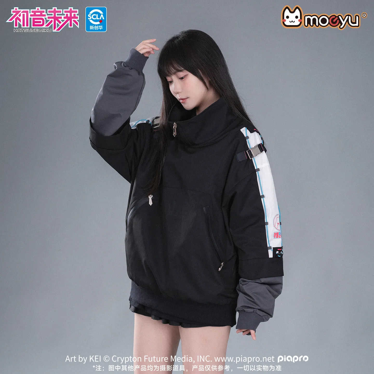 

Moeyu Hatsune Miku Men Women Sweashirt Stand-up Collar Jacket Coat Male Fake Two Pieces T-shirt Vocaloid Cosplay Costume