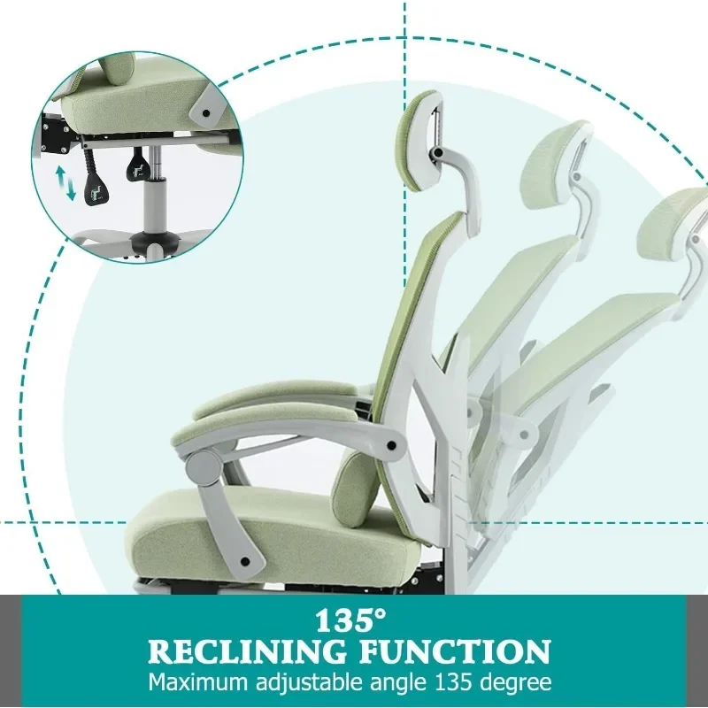 Ergonomic Office Chair, Reclining High Back Mesh Computer Desk Swivel Rolling Home Task Chair with Lumbar Support Pillow