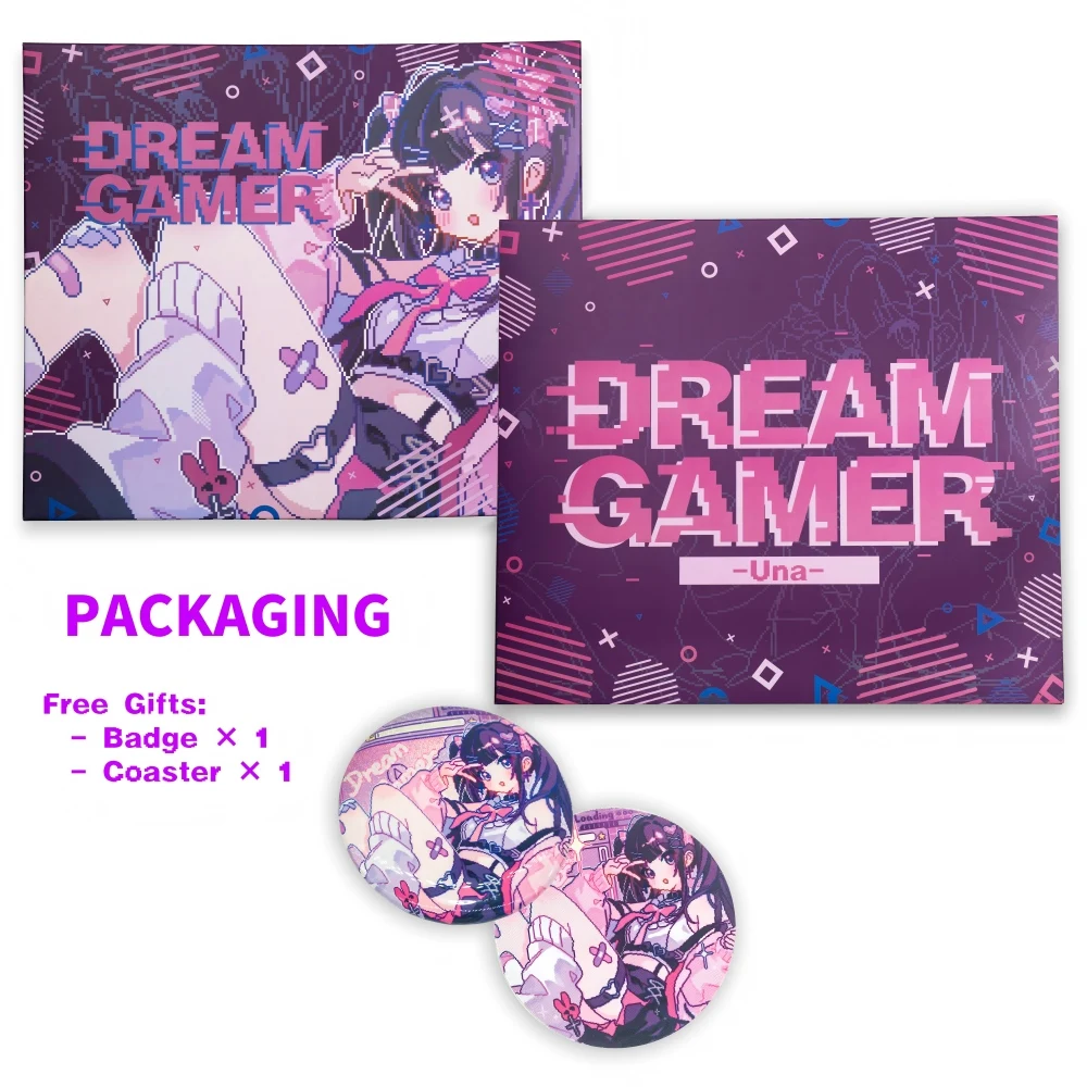 DreamGamer Una v1 Original Pixel Art Anime Cloth Gaming Mouse Pad, Smooth Surface, Slightly Grippy, Skin-friendly, Control Type