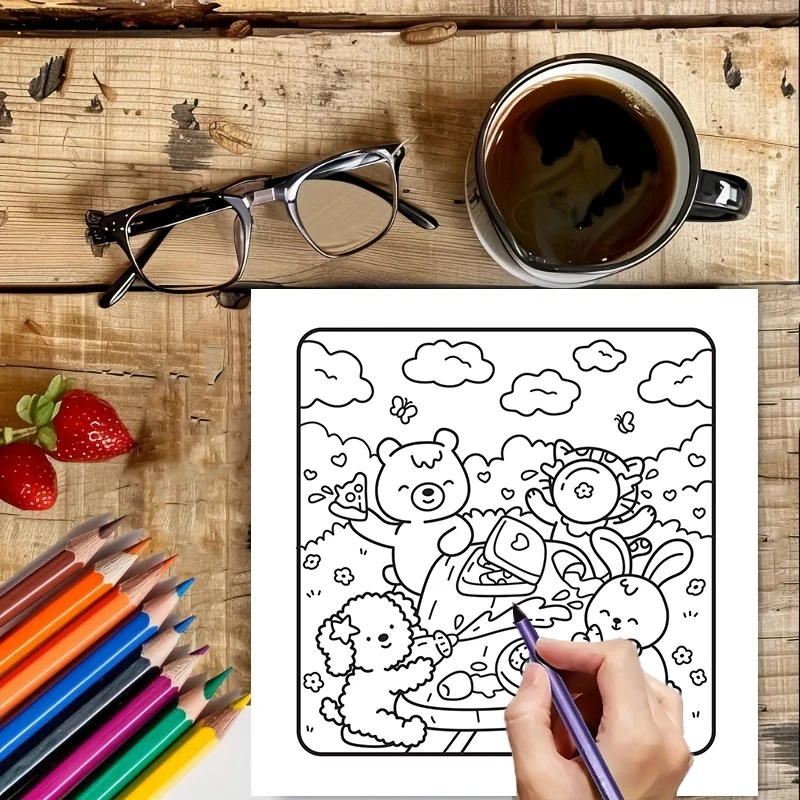 Libro para colorear de estilo acogedor de 28 páginas para adultos |   Libro para colorear, útiles de dibujo para Navidad, Acción de Gracias