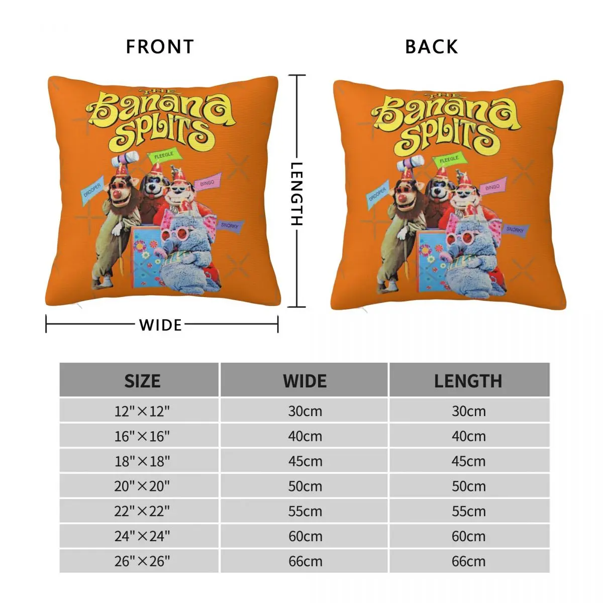 The Banana Splits Retro Cast - Drooper Fleegle Bingo Snorky A Pillow Case