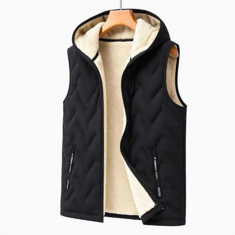 Men's-Hooded-Padded-Vest-Winter-Thick-Sherpa-Lined-Sleeveless-Gilet-Full-Zip-Windproof-Thermal-Waistcoat-Casual-Outdoor-Warm