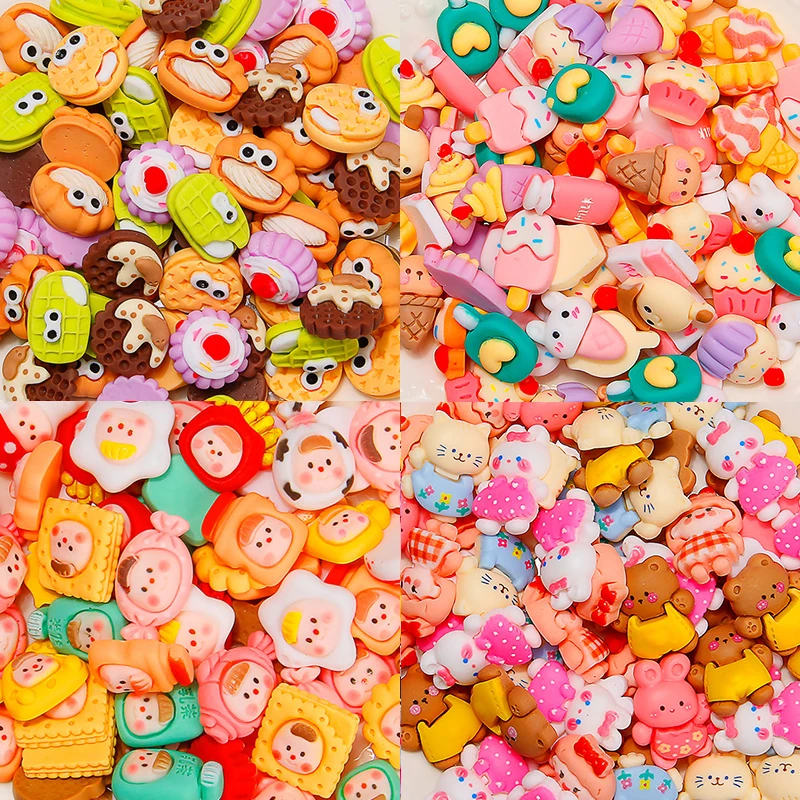 20/50/100pcs Kawaii Cartoons Resin Flatback Crafts for DIY Making Decorations Scrapbooking Phone Case Embellishments Hair Clip