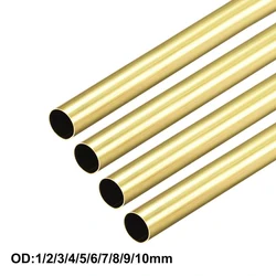 Uxcell 3 adet 1mm 2mm 3mm 4mm 5mm 6mm 7mm 8mm 9mm 10mm OD pirinç yuvarlak boru 0.2mm ID dikişsiz düz boru boru 300mm uzunluk