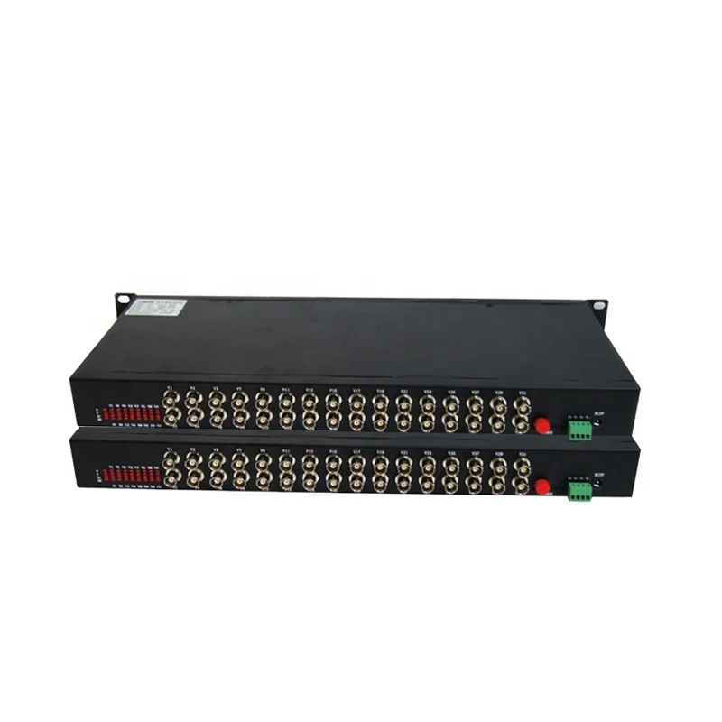 Fiber Video Converter Rack Mount 32 Channel Return Data Fiber Optic Converter