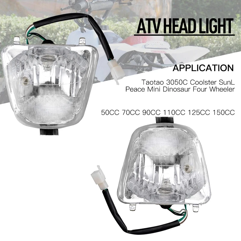 ATV Headlight Head Light Lamp Assembly 50Cc 70Cc 90Cc 110Cc 125Cc 150Cc Taotao 4 Wheeler Accessories