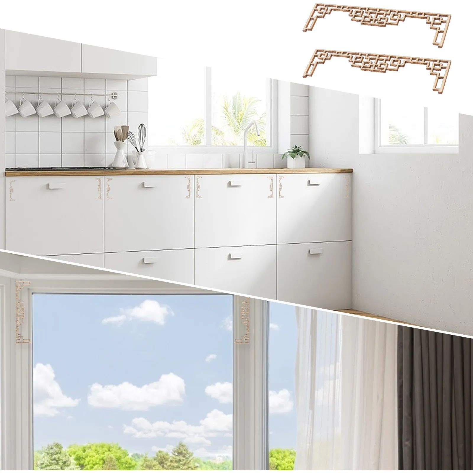 

Набор из 4 декоративных угловых накладок с резьбой по дереву, защитные элементы для мебели, из массива липы, для самостоятельной сборки, для архитектурных конструкций, стен, шкафов, рам