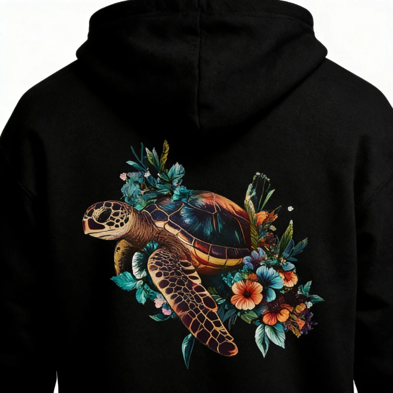 new style Floral Sea Turtle thermal Hoodie Unisex Casual Ocean Wildlife autumn and winter Sweatshirt Adult Long Sleeve Pullover