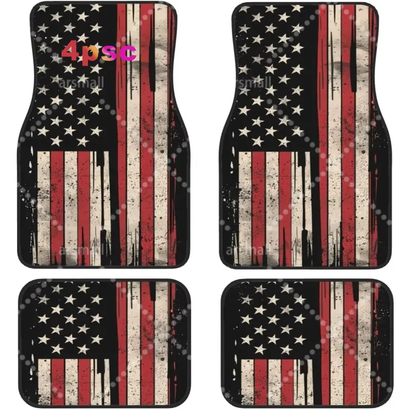Car Front Rear Carpets Mat American Flag Car Floor Carpets Rugs Non-Slip Auto Foot Mats Vintage Flags Car Accessories Universal