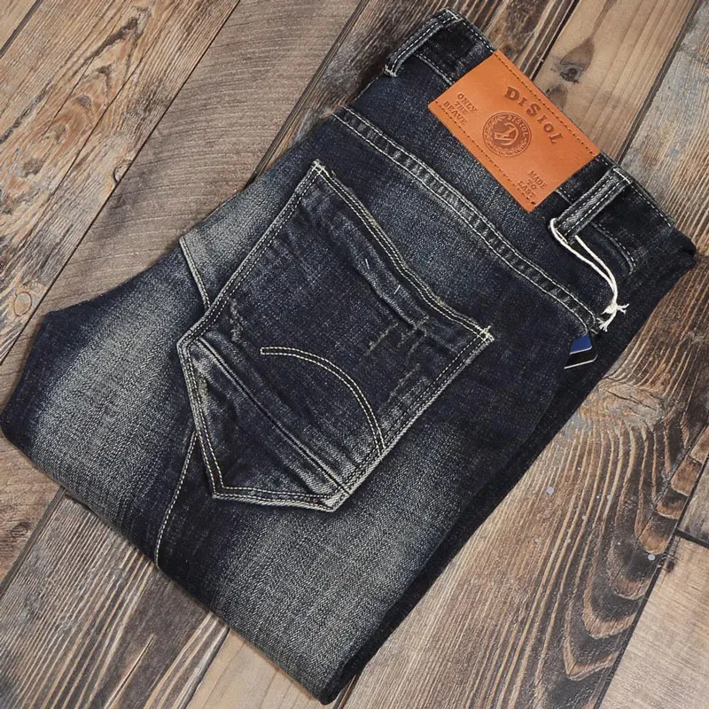 Street Fashion Men Jeans Spliced Designer Retro Black Blue Elastic Slim Fit Ripped Jeans Men Trousers Vintage Denim Pants Hombre