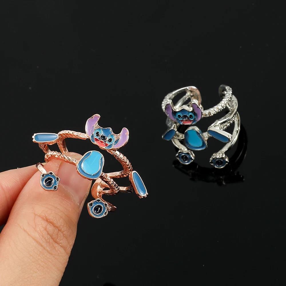 Lilo & Stitch Adjustable Opening Rings for Women, Cartoon Cute Stitch, Funny, Separable Finger Jewelry, Multilayer Ring