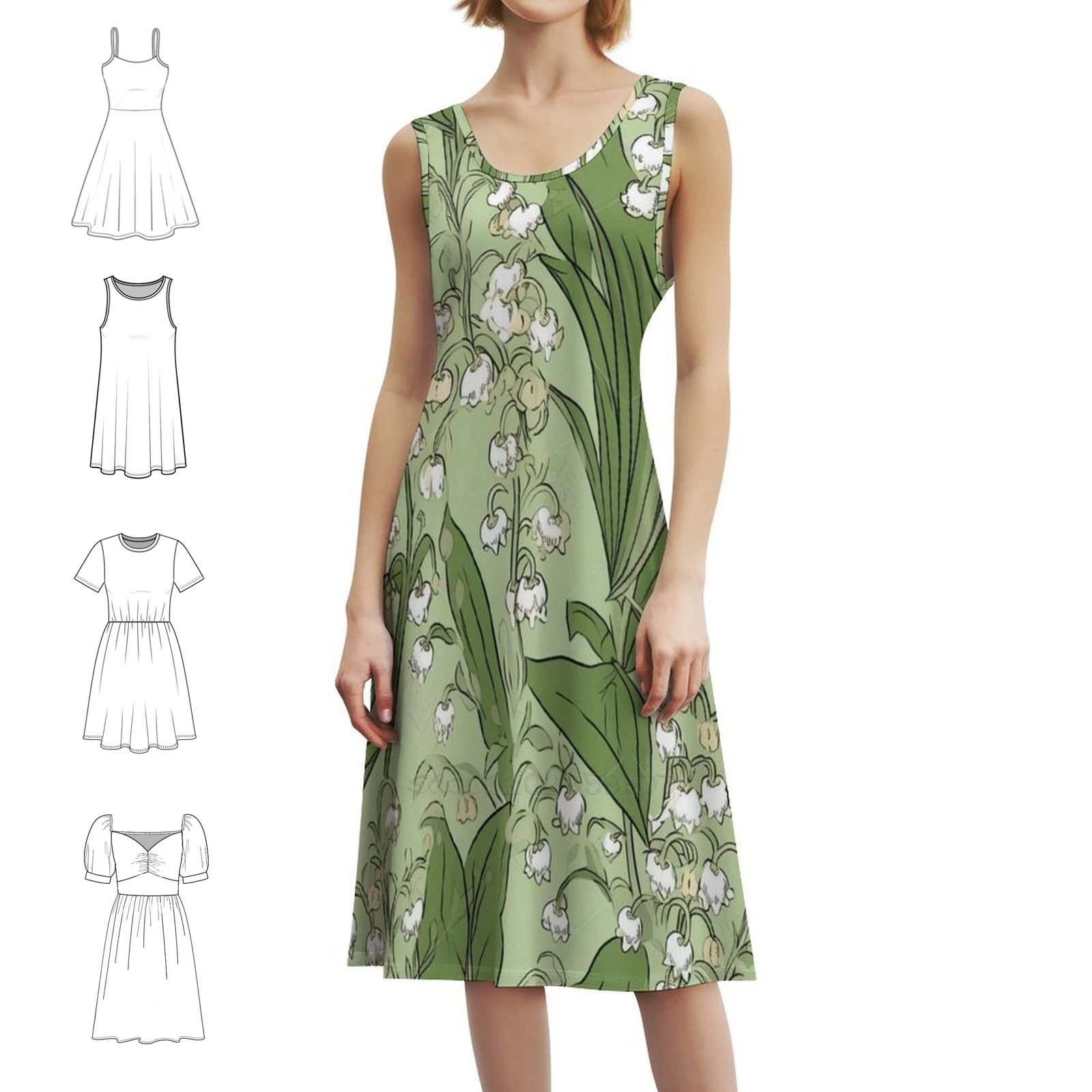 عطر الربيع الأسر: فستان Lily Of the Valley بخط عنق على شكل قلب، فستان أنيق للحفلات الصيفية للنساء مزين بالزهور