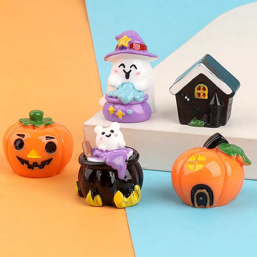 

5 Pcs Halloween Party Favors Miniature Kit Pumpkin Ghost Ornament Decor Miniatures for Crafts