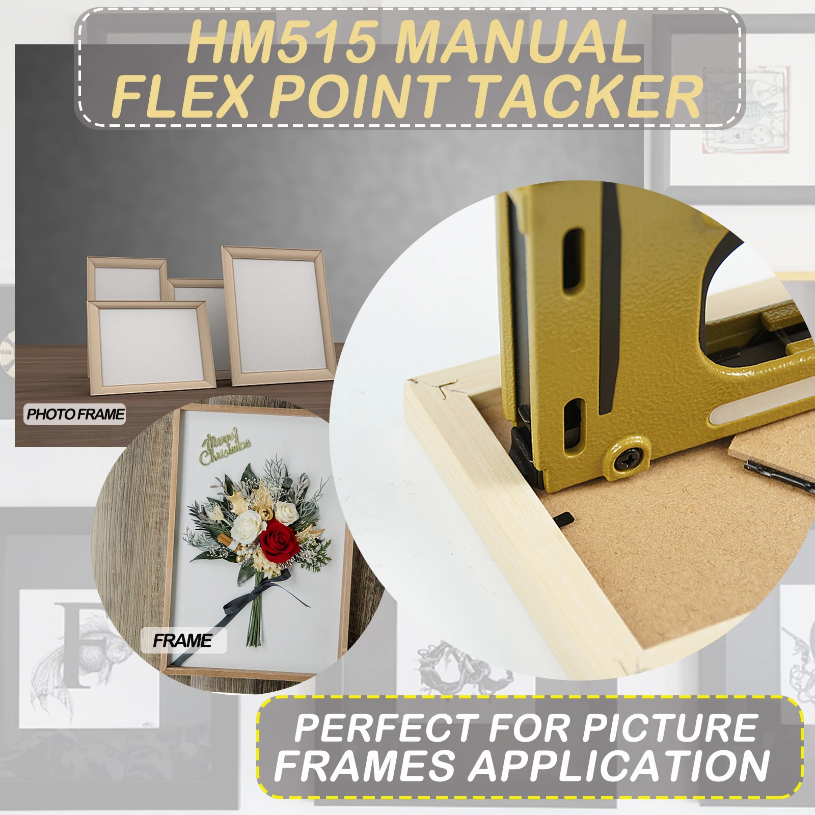 

HM515 Point Driver, Manual Framing Tool 15mm(5/8”) Length Lightweight Flex Point TackerFurniture Production Interior