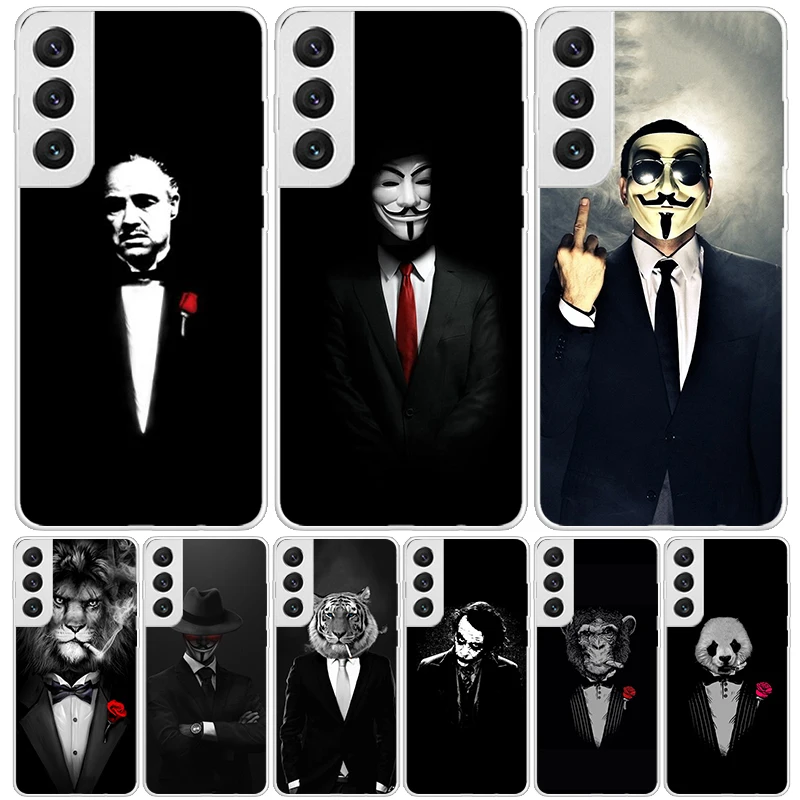 Man Suit Shirt Tie Phone Case For Samsung Galaxy S24 S23 S22 S21 FE S20 Ultra S10 Plus S10E S9 S8 + Art Customized Coque Capa