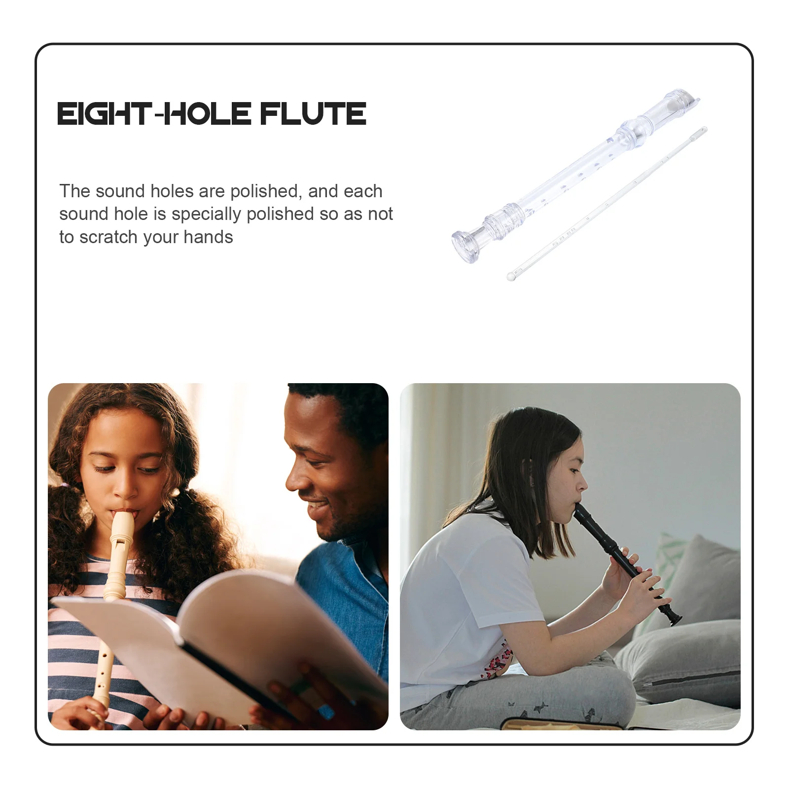 

8 Hole Recorder Traditional Flute Abs Resin Mouthpiece German Machine Cut Airtight Design Smooth Play Easy Clean