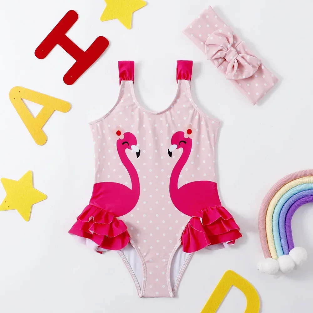 Costume da bagno intero per ragazze estive, costumi da bagno per bambini, senza maniche, ad asciugatura rapida, simpatico cartone animato, per le vacanze, costume da bagno per bambini