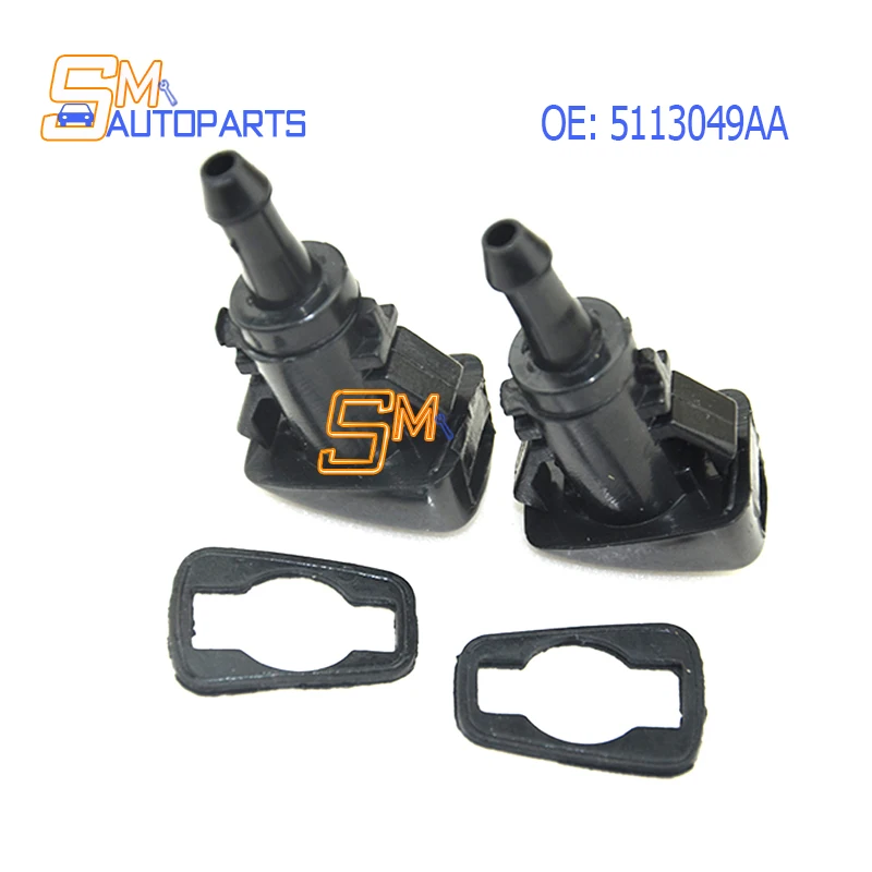 2PCS New Windshield Washer Nozzle Front Left/Right 5113049AA For Dodge Charger Ram 1500 2500 2009 2010 2011 2012