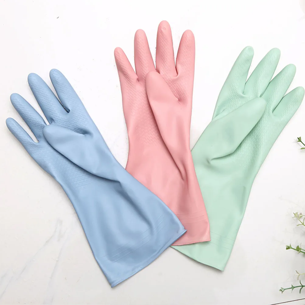 

1Pair Blue Durable Kitchen Gloves Waterproof Household Cleaning Protective Dishwashing Mitten Size L Dishwashing Gloves