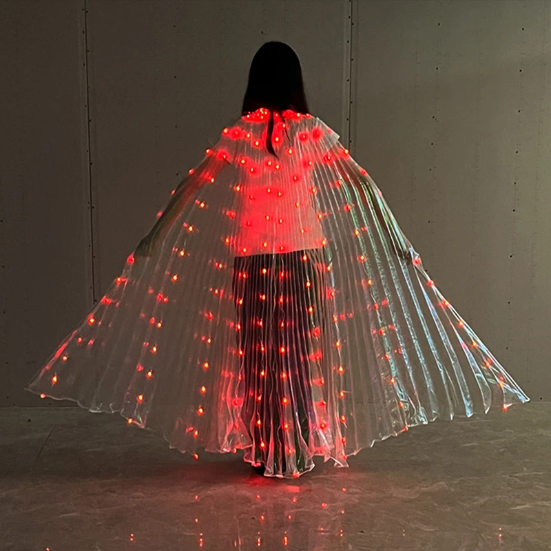 LED Luminous Colorful Cloak for Adult Children Dance Luminous Butterfly Wing Stage Performance Belly Glow Party Photo Prop