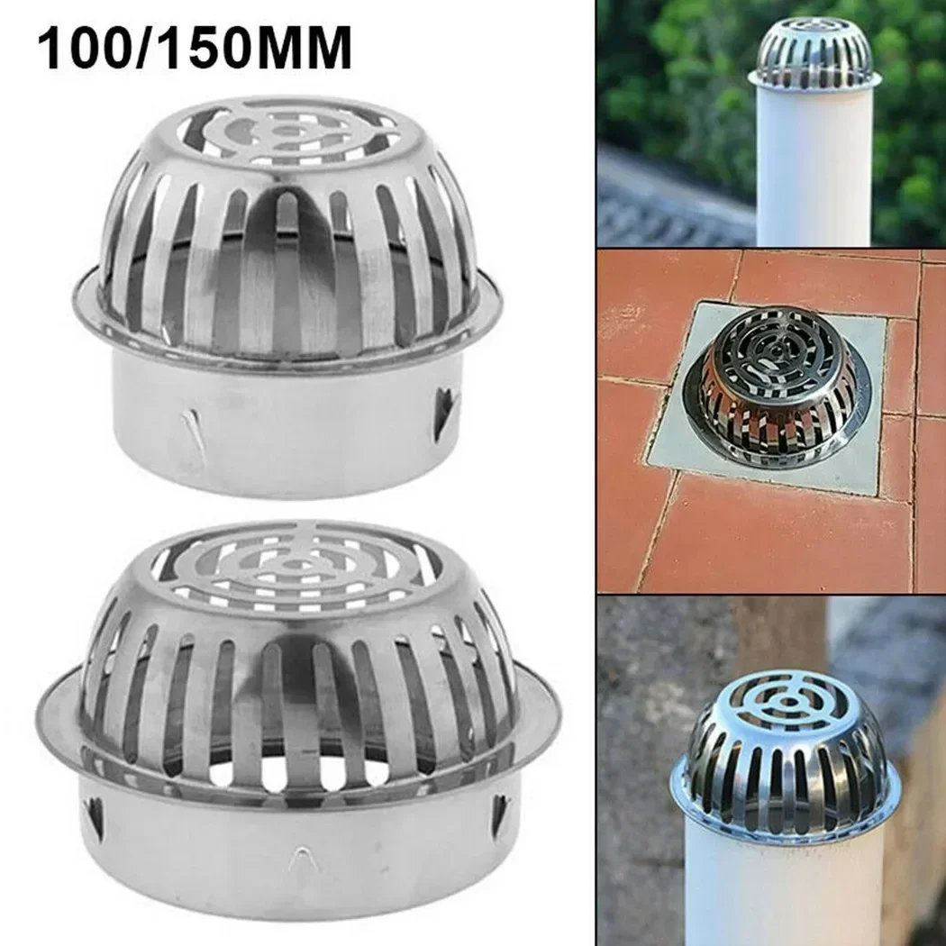 Balcony Roof Floor Drain Stainless Steel Round Large Displacement Anti-blocking Filter Screen Cover Outdoor Floor Drain