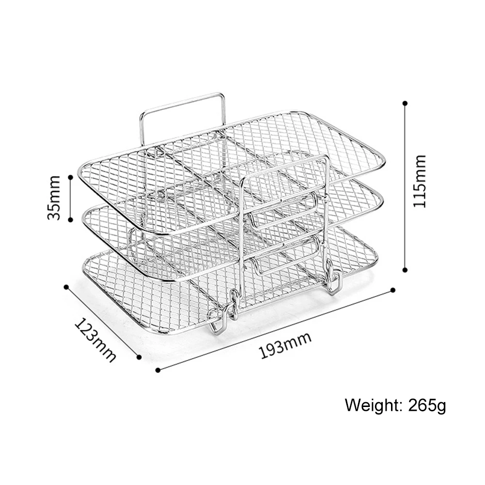 

Air Fryer Rack Dehydrator Stand Stainless Steel 3 Layers Mesh Grill Basket Stackable Multifunctional Air Fryer Accessories