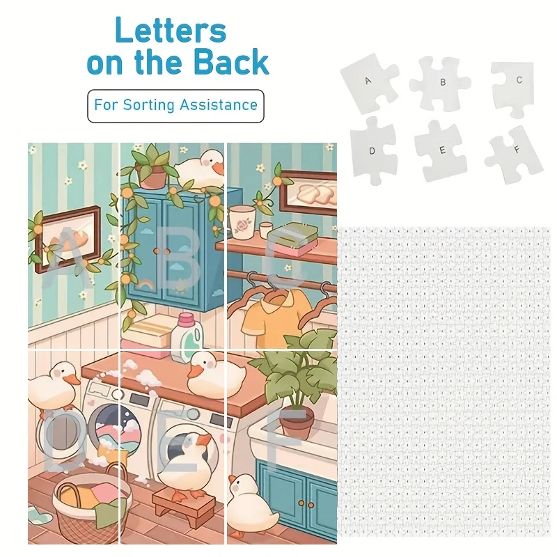 Cute Duck Jigsaw Puzzles 300/500/1000pcs Decompression Toys for Adults Family Game Home Bedroom Living Room Decor Birthday Gift