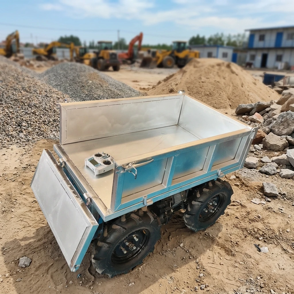500kg Capacity Electric 4-Wheel All-Terrain Dumper with Hydraulic Lift, Remote Control Utility Transport Cart