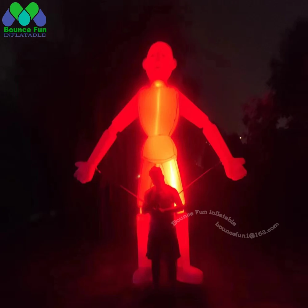 2024 White Inflatable Man Puppet With Led Lights Large Walking Human Puppet Costume Outdoor Music Party Props For Street Walking