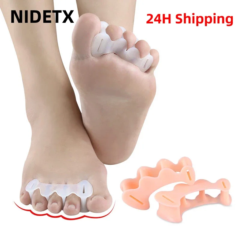 

2Pcs=1Pair Hard Silicone Toe Finger Separator 3 Hole Hallux Valgus Orthopedic Spacers Bunion Overlapping Hammer Foot Corrector